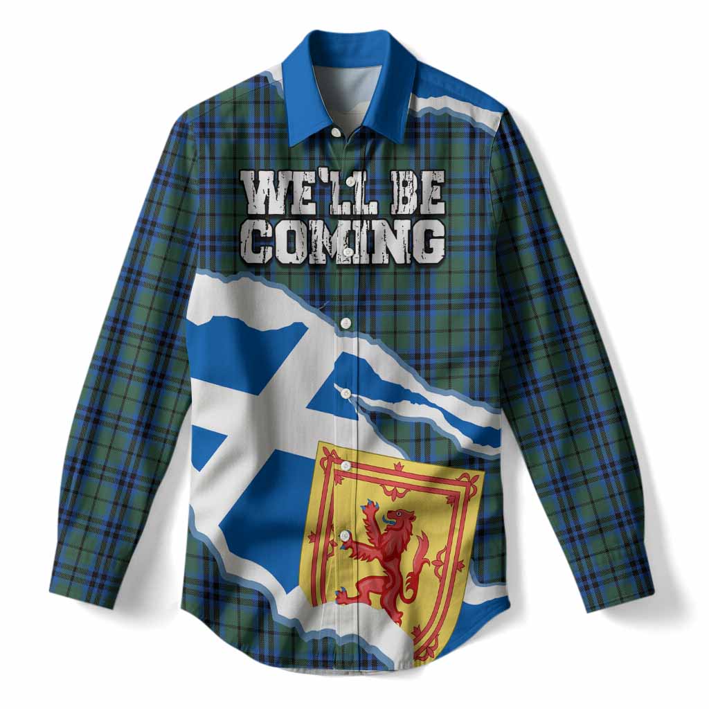 Marshall Scotland Football Tartan Women Casual Shirt We'll Be Coming
