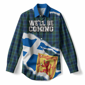 Marshall Scotland Football Tartan Women Casual Shirt We'll Be Coming
