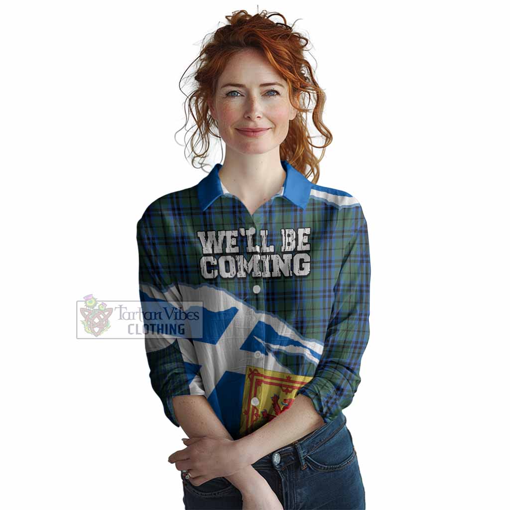 Marshall Scotland Football Tartan Women Casual Shirt We'll Be Coming