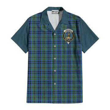 Marshall Tartan Accent Cotton Hawaiian Shirt with Family Crest