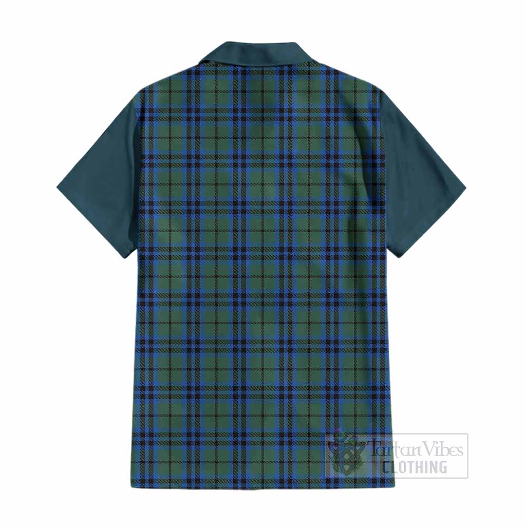 Marshall Tartan Accent Cotton Hawaiian Shirt with Family Crest