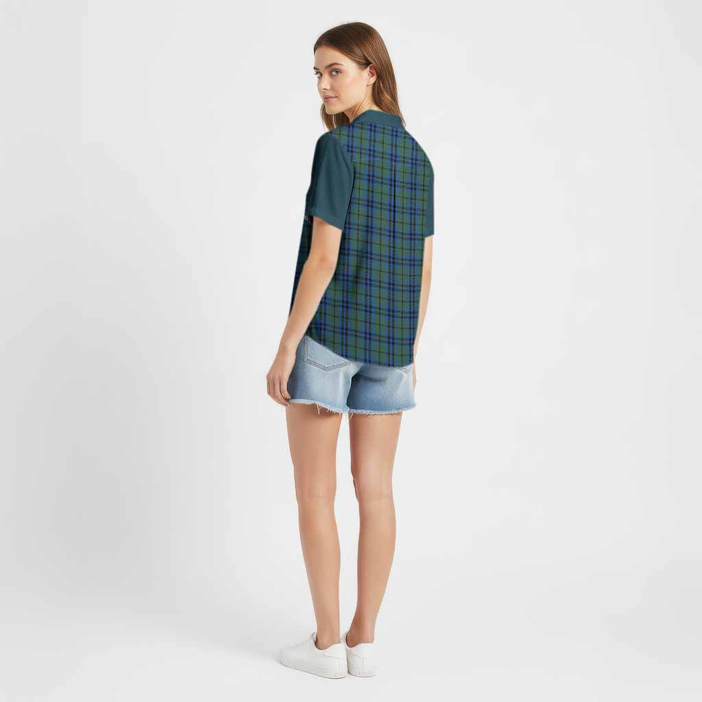 Marshall Tartan Accent Cotton Hawaiian Shirt with Family Crest