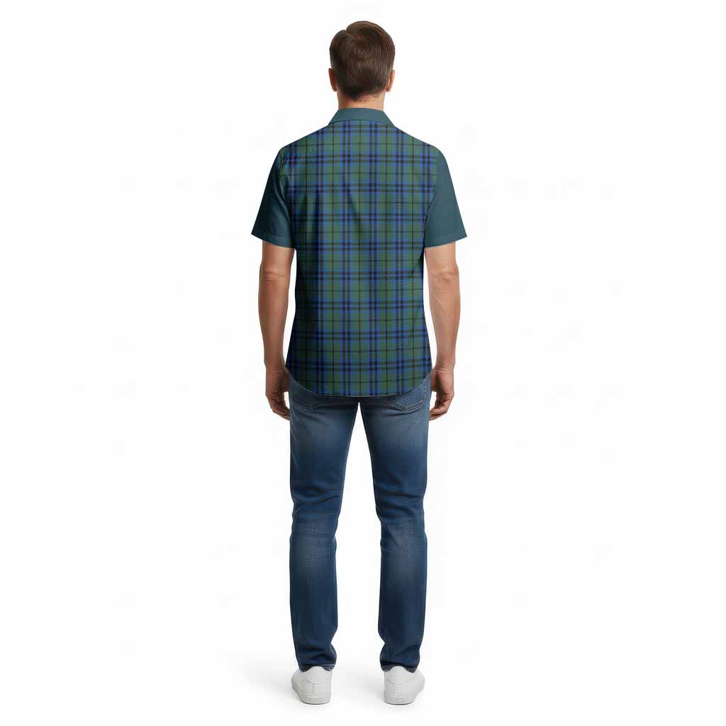 Marshall Tartan Accent Cotton Hawaiian Shirt with Family Crest