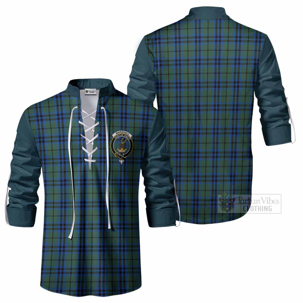Marshall Tartan Accent Ghillie Shirt with Family Crest