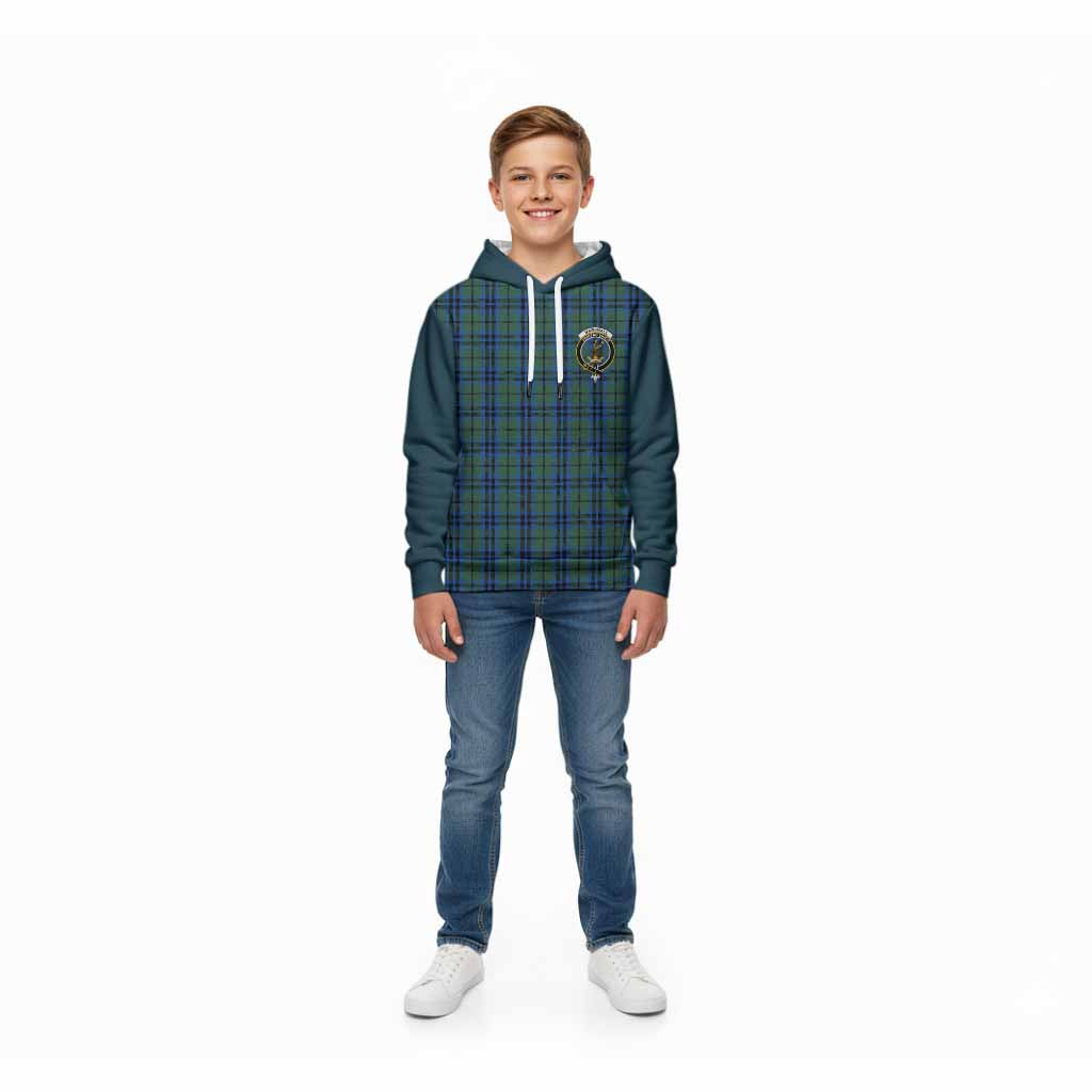 Marshall Tartan Accent Kid Hoodie with Family Crest