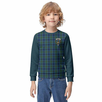 Marshall Tartan Accent Kid Knitted Sweatshirt with Family Crest