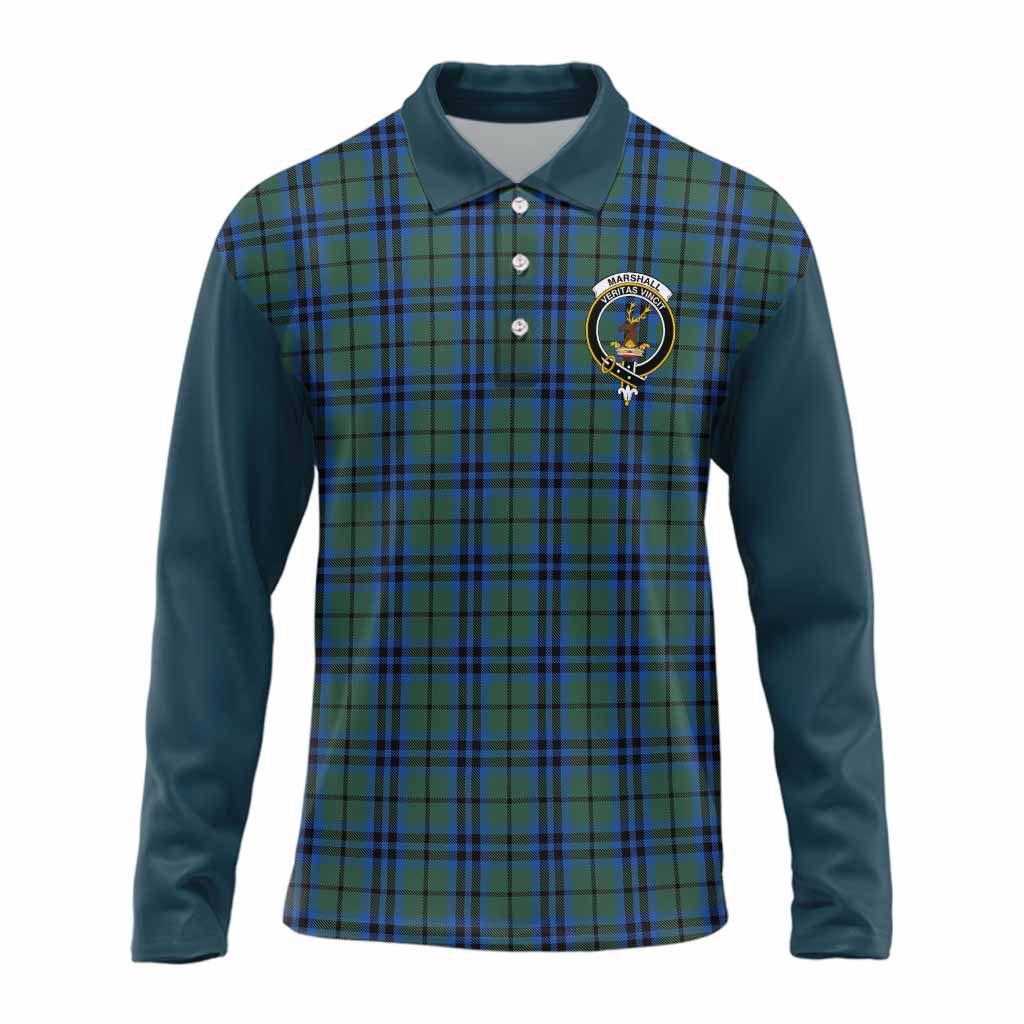 Marshall Tartan Accent Long Sleeve Polo Shirt with Family Crest