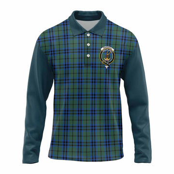 Marshall Tartan Accent Long Sleeve Polo Shirt with Family Crest