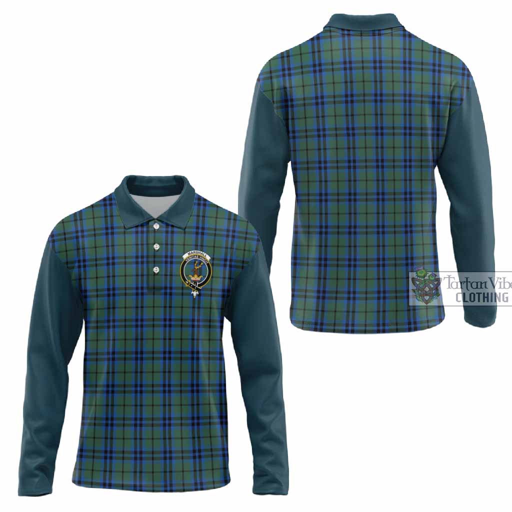 Marshall Tartan Accent Long Sleeve Polo Shirt with Family Crest