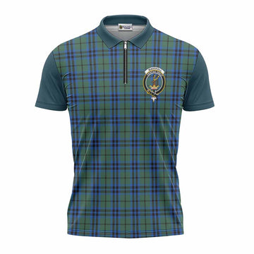 Marshall Tartan Accent Zipper Polo Shirt with Family Crest