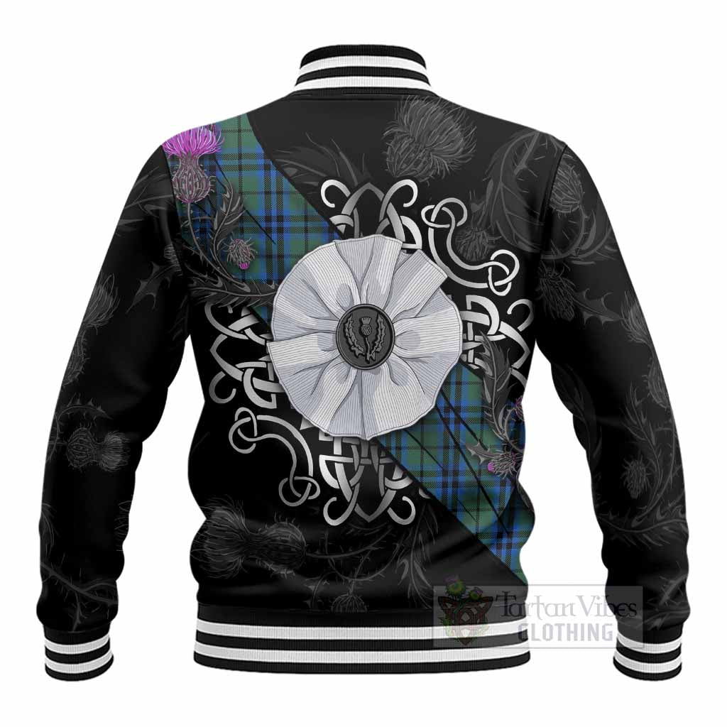 Marshall Tartan Baseball Jacket Jacobite White Rose - Tartan Vibes Clothing