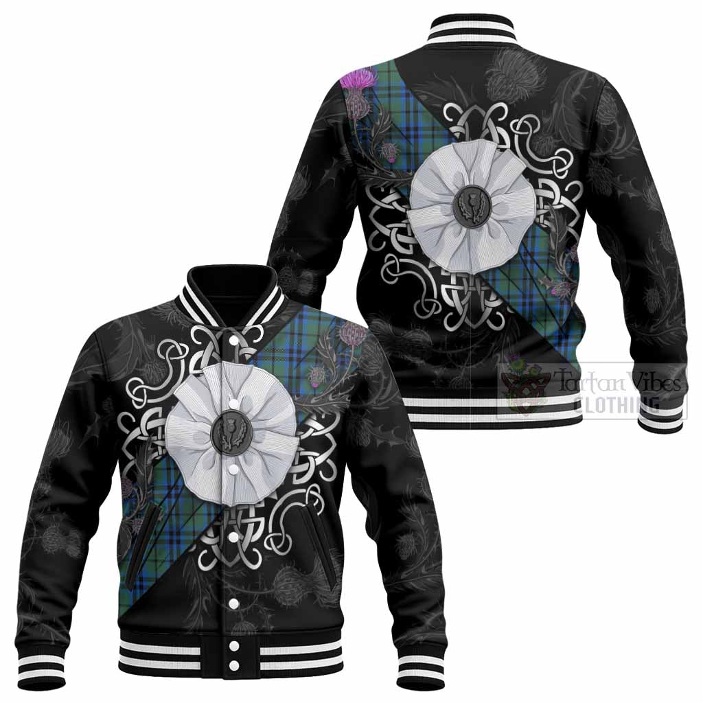 Marshall Tartan Baseball Jacket Jacobite White Rose - Tartan Vibes Clothing