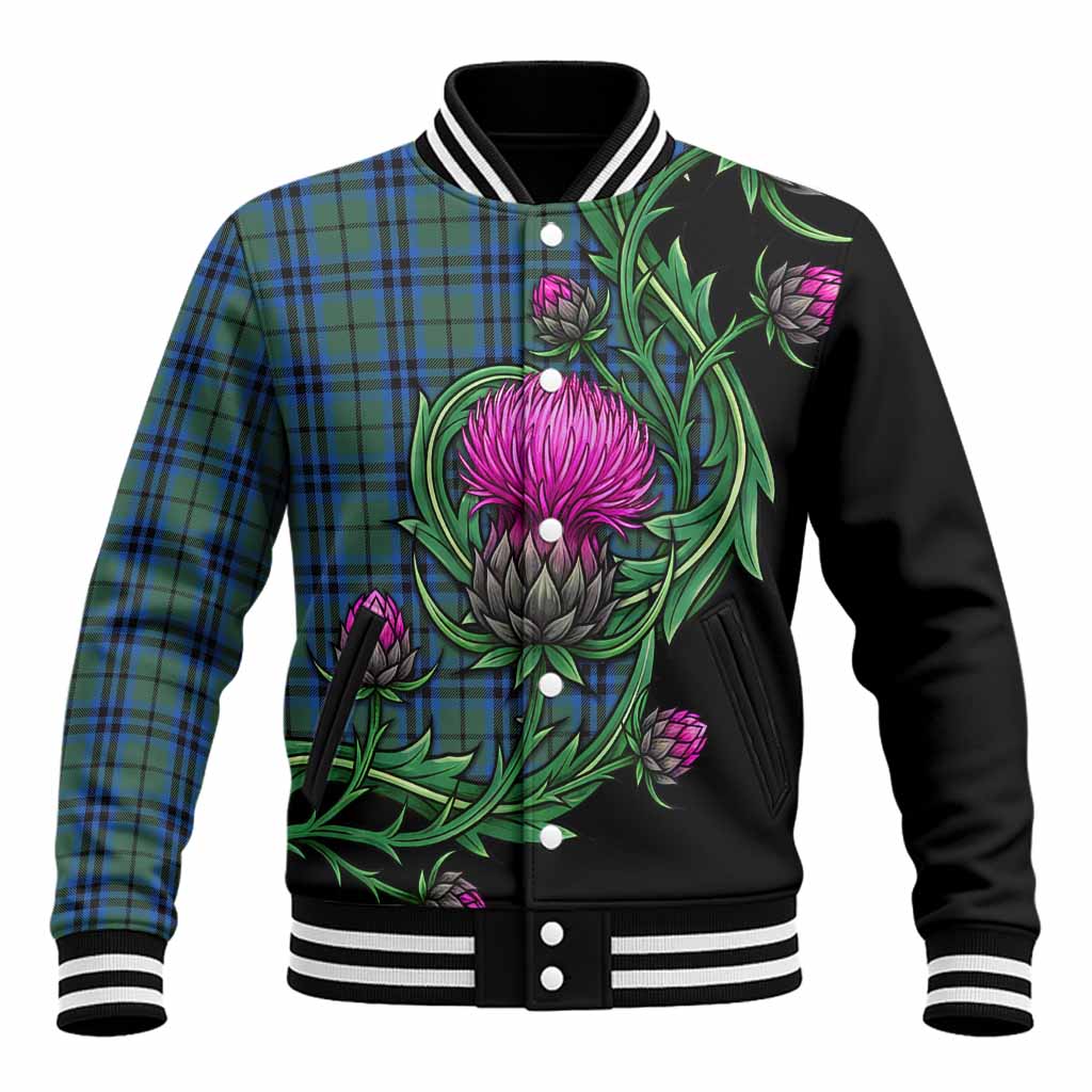 Marshall Tartan Baseball Jacket Resilient Scottish Thistle Unisex - Tartan Vibes Clothing