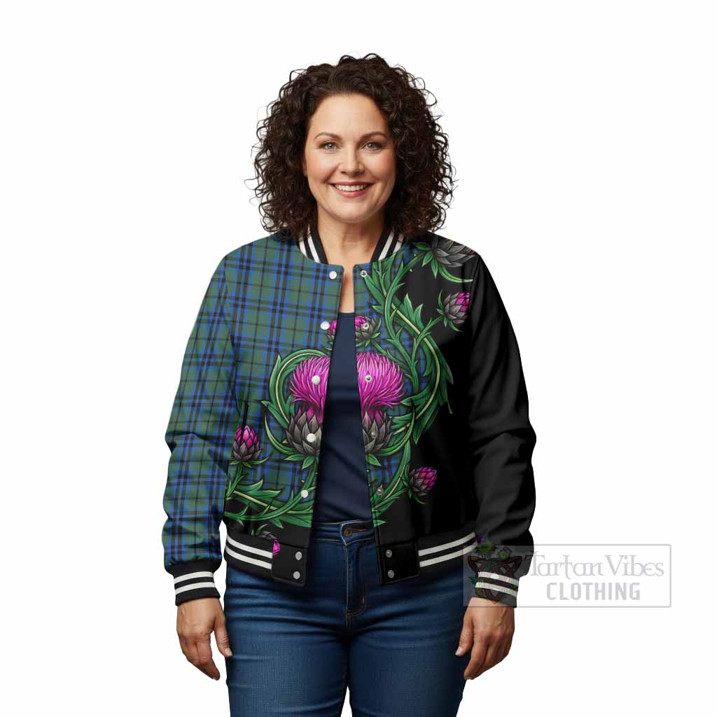 Marshall Tartan Baseball Jacket Resilient Scottish Thistle - Tartan Vibes Clothing