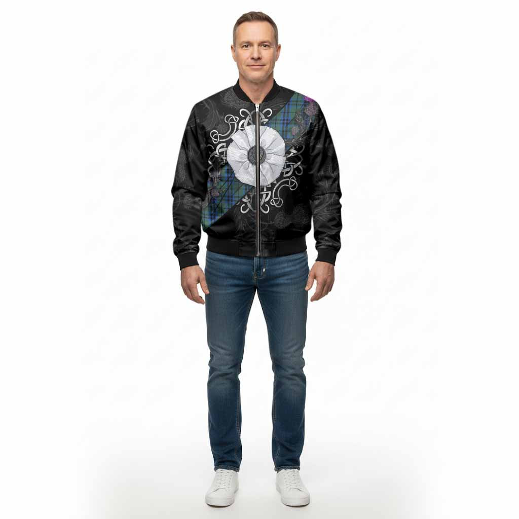 Marshall Tartan Bomber Jacket Jacobite White Rose - Tartan Vibes Clothing