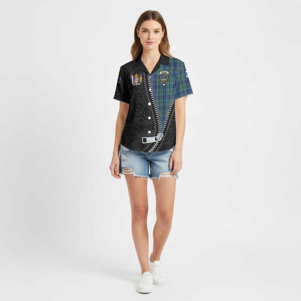 Marshall Tartan Cotton Hawaiian Shirt New Zealand Pattern Unique Zipper Stylized