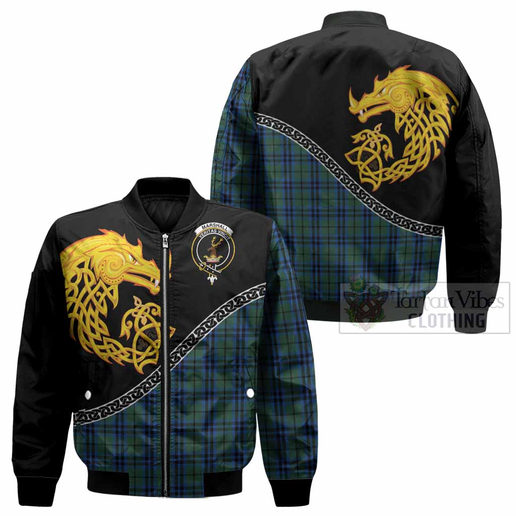 Marshall Tartan Crest Bomber Jacket Legendary Dragon Knot Half Style