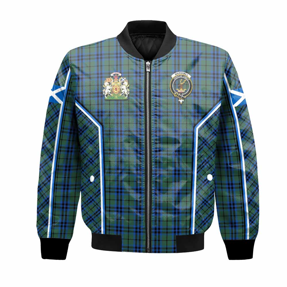 Marshall Tartan Crest Bomber Jacket Scotland Coat of Arm Flag Style - Tartan Vibes Clothing