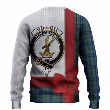 Marshall Tartan Crest Christmas Christmas Ugly Sweater Highland Cow Bagpipes Coquette Bow Style