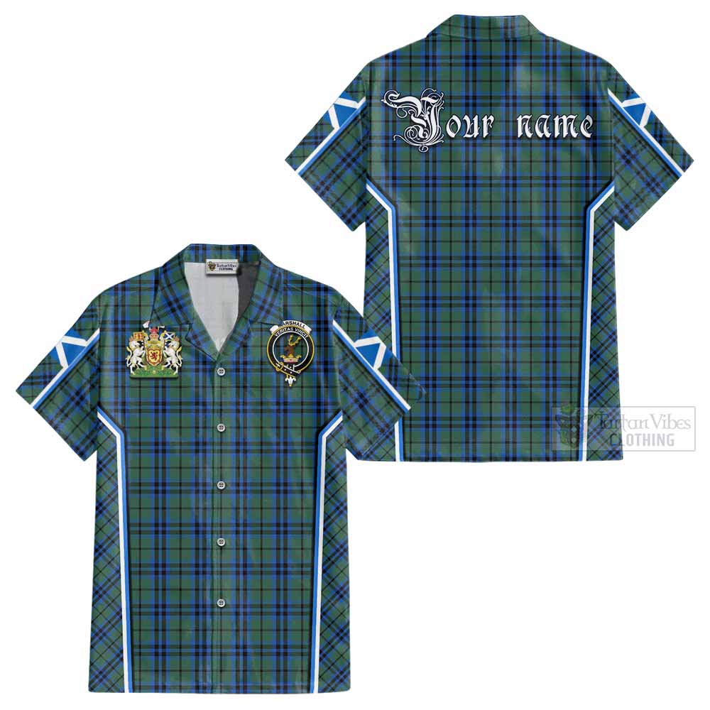 Marshall Tartan Crest Cotton Hawaiian Shirt Scotland Coat of Arm Flag Style - Tartan Vibes Clothing