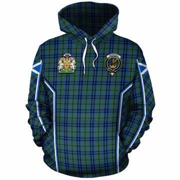 Marshall Tartan Crest Cotton Hoodie Scotland Coat of Arm Flag Style