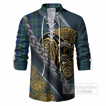 Marshall Tartan Crest Ghillie Shirt Scottish Triskele Celtic