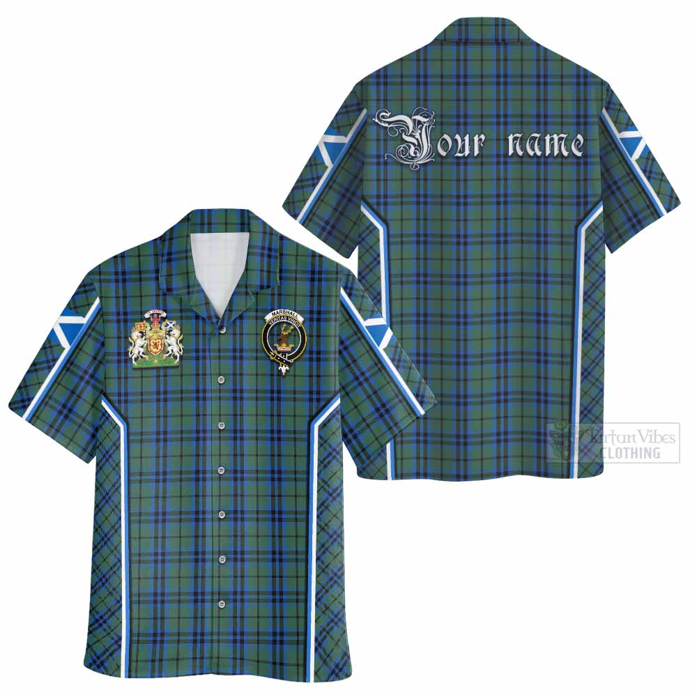Marshall Tartan Crest Hawaiian Shirt Scotland Coat of Arm Flag Style - Tartan Vibes Clothing