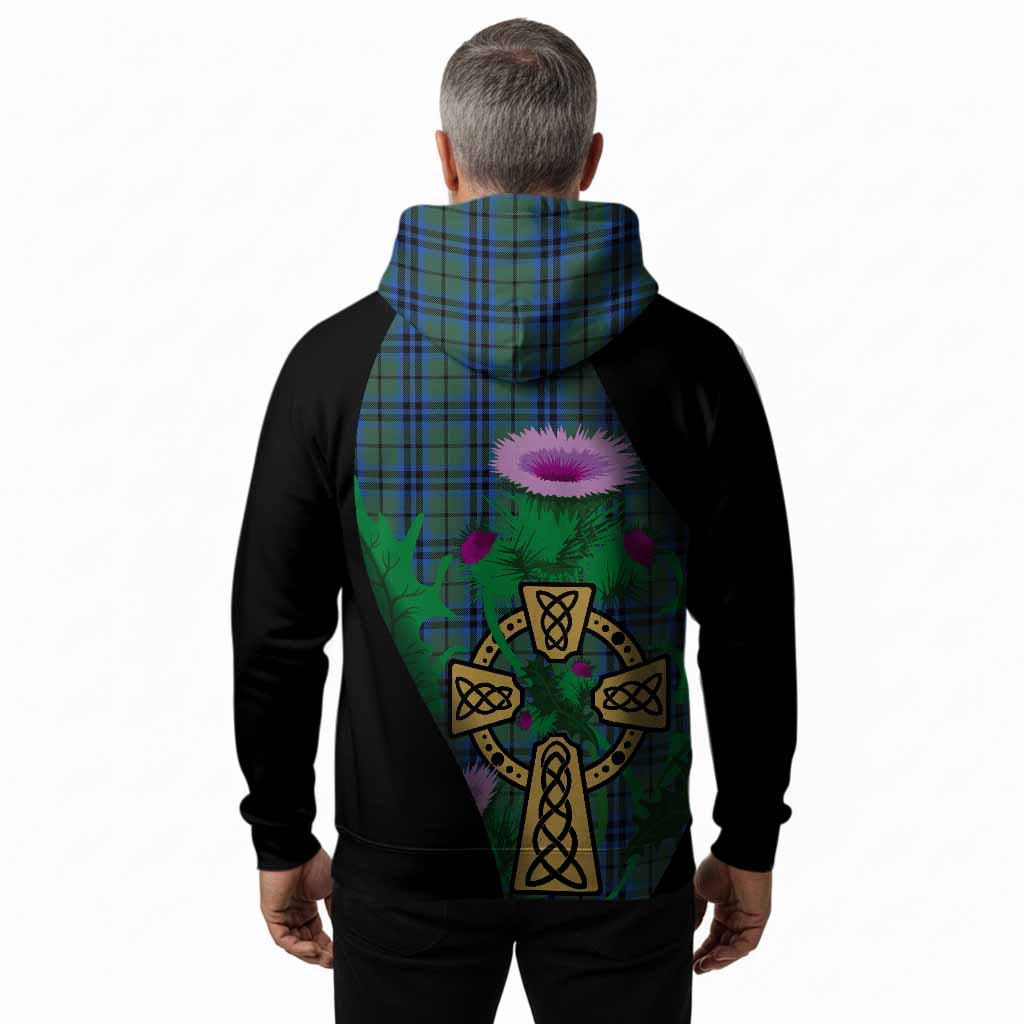 Marshall Tartan Crest Hoodie Celtic Cross Thistle Flowers