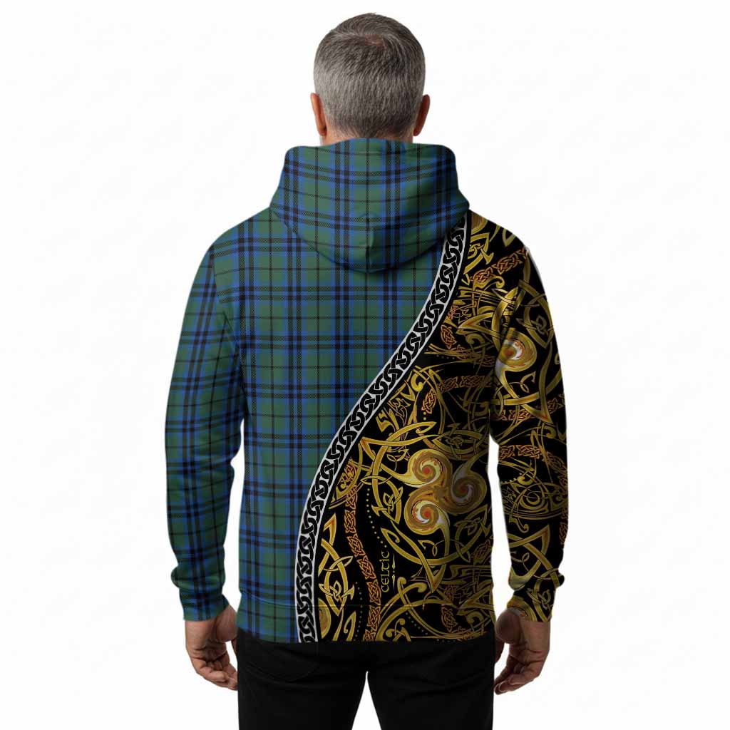 Marshall Tartan Crest Hoodie Celtic Knot and Triple Trickle Spiral Symbols