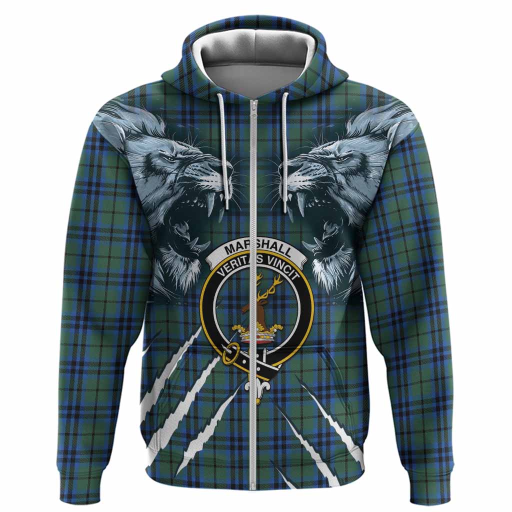 Marshall Tartan Crest Hoodie Ferocious Lion Style