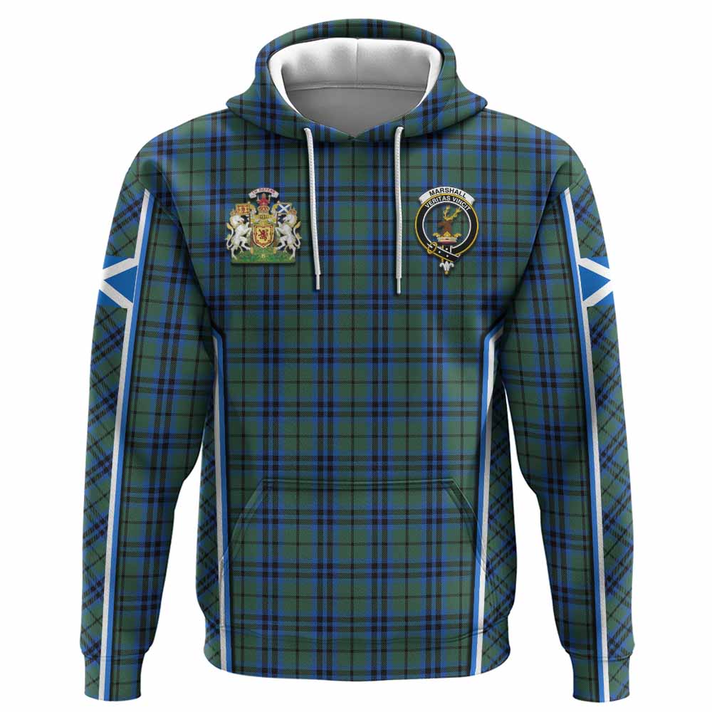 Marshall Tartan Crest Hoodie Scotland Coat of Arm Flag Style - Tartan Vibes Clothing