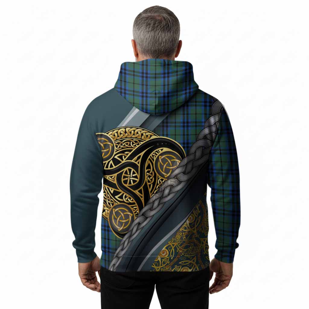 Marshall Tartan Crest Hoodie Scottish Triskele Celtic