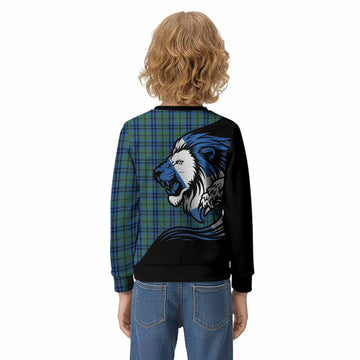 Marshall Tartan Crest Kid Knitted Sweatshirt Scottish Golden Lions Wave Flow
