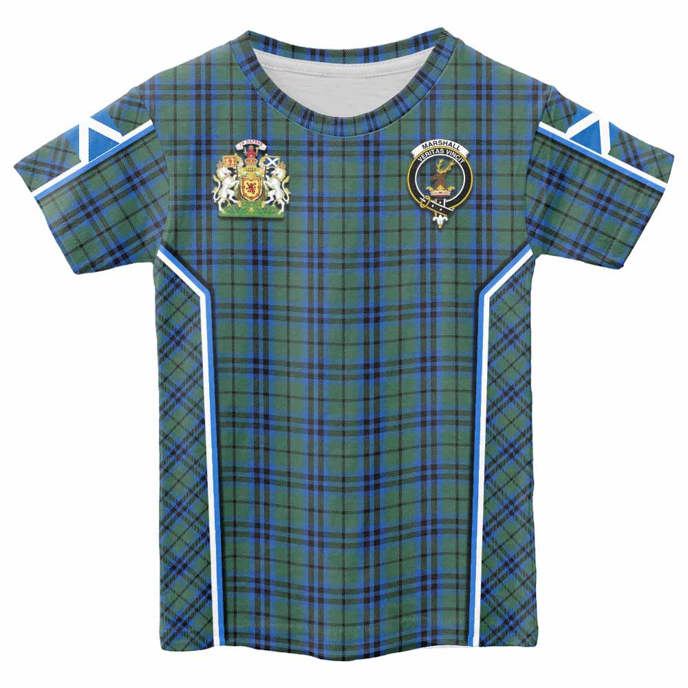 Marshall Tartan Crest Kid T-shirt Scotland Coat of Arm Flag Style - Tartan Vibes Clothing