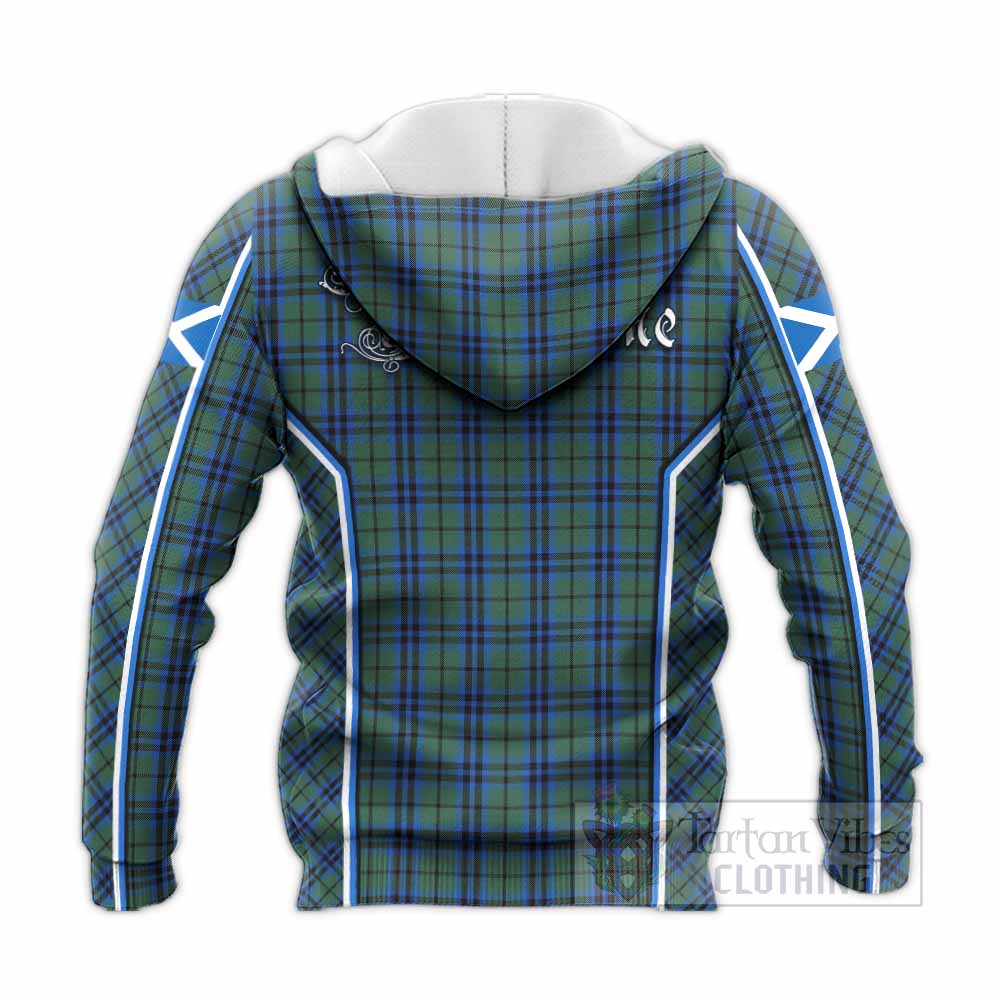 Marshall Tartan Crest Knitted Hoodie Scotland Coat of Arm Flag Style - Tartan Vibes Clothing