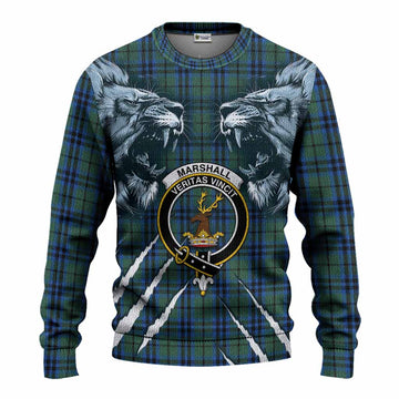 Marshall Tartan Crest Knitted Sweater Ferocious Lion Style