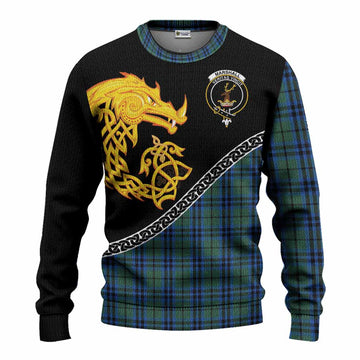 Marshall Tartan Crest Knitted Sweater Legendary Dragon Knot Half Style