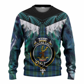 Marshall Tartan Crest Knitted Sweater New Zealand Maori Korowai Cloak