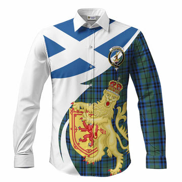 Marshall Tartan Crest Lion Rampant Long Sleeve Button Shirts Classic Scottish Style Men's Shirt S - Tartan Vibes Clothing