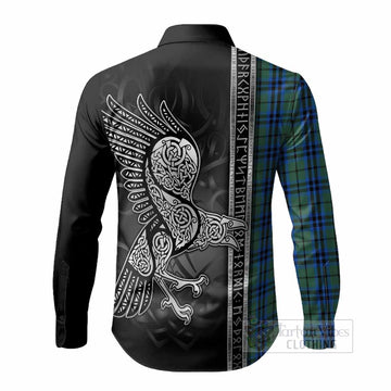 Marshall Tartan Crest Long Sleeve Button Shirts Norse Mythology Viking Odin Crow Tattoo