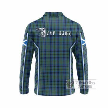 Marshall Tartan Crest Long Sleeve Polo Shirt Scotland Coat of Arm Flag Style