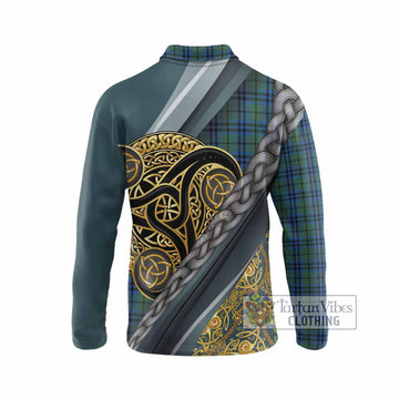 Marshall Tartan Crest Long Sleeve Polo Shirt Scottish Triskele Celtic