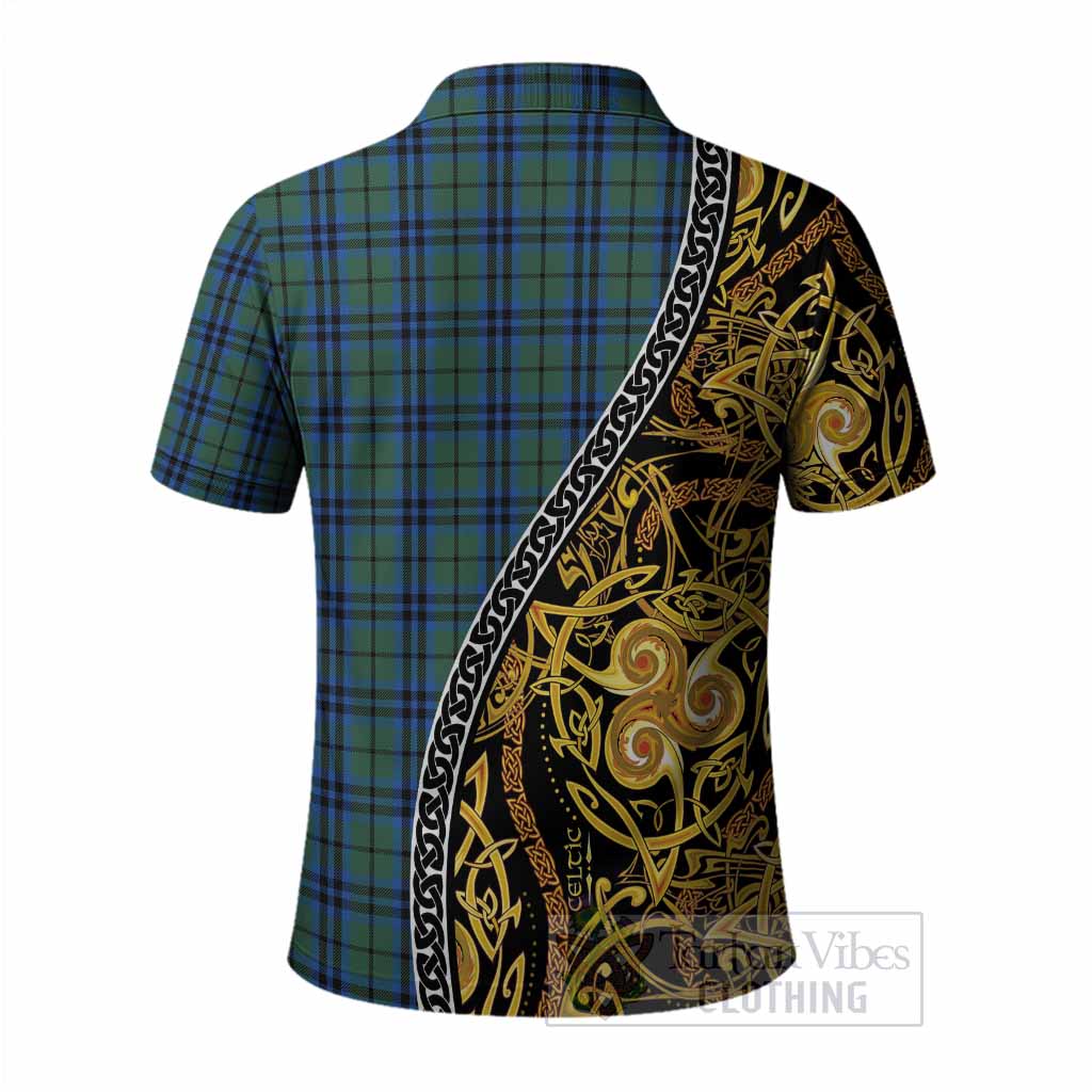 Marshall Tartan Crest Polo Shirt Celtic Knot and Triple Trickle Spiral Symbols