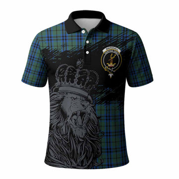 Marshall Tartan Crest Polo Shirt Crowned Lion Heritage Style