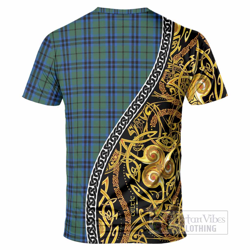 Marshall Tartan Crest T-Shirt Celtic Knot and Triple Trickle Spiral Symbols