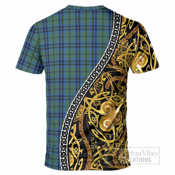 Marshall Tartan Crest T-Shirt Celtic Knot and Triple Trickle Spiral Symbols