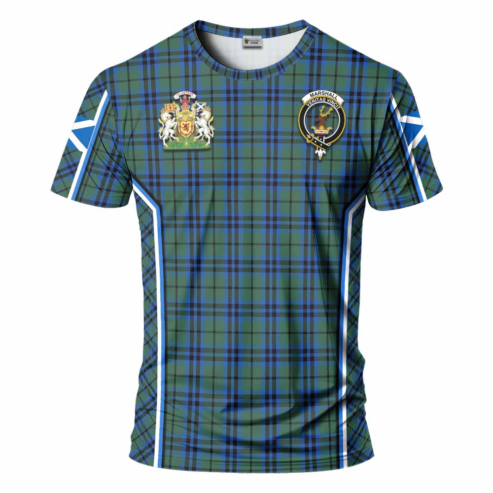 Marshall Tartan Crest T-shirt Scotland Coat of Arm Flag Style - Tartan Vibes Clothing