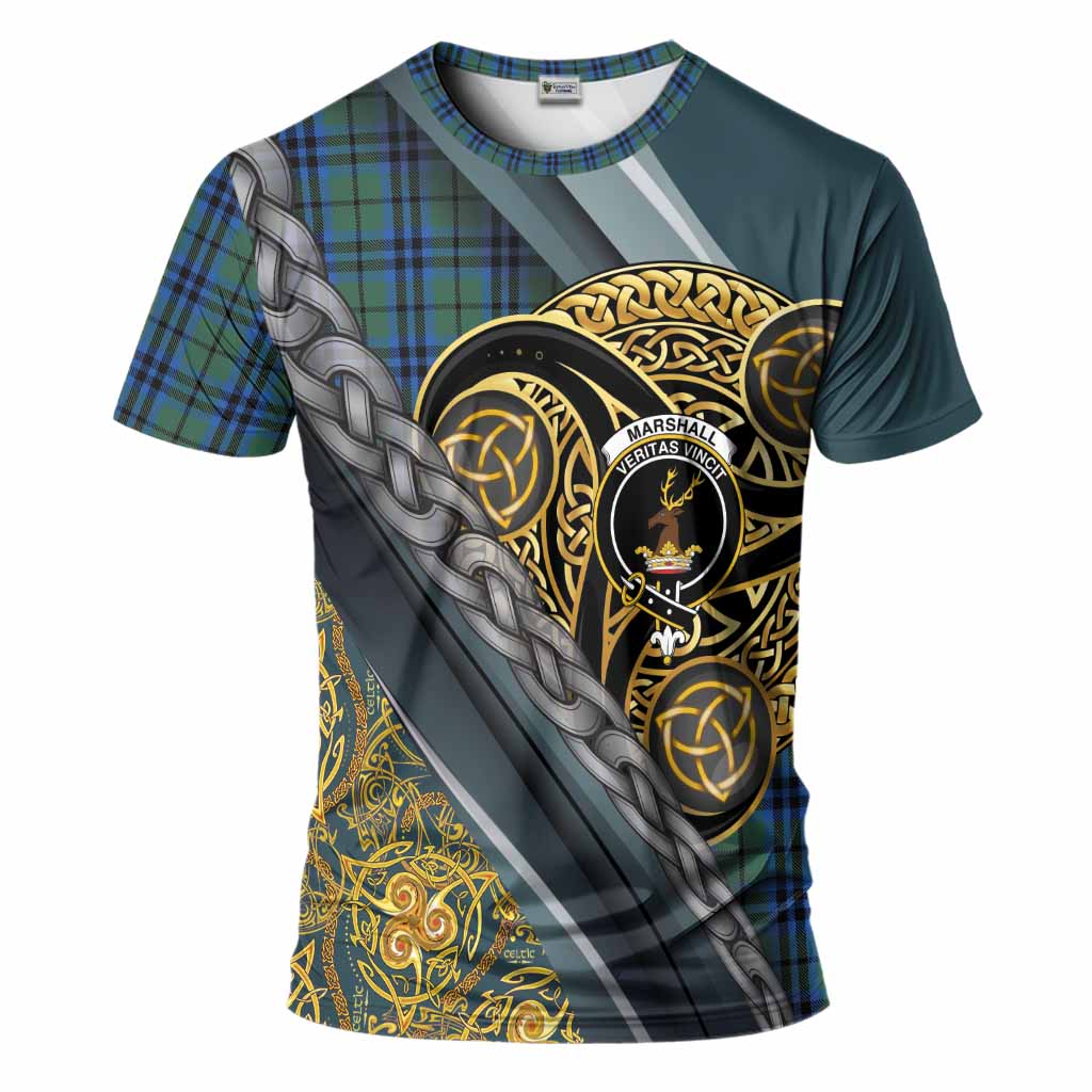 Marshall Tartan Crest T-Shirt Scottish Triskele Celtic