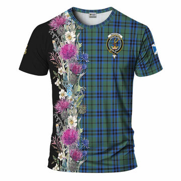 Marshall Tartan Crest Thistle Floral T-Shirt Kid's Shirt - Tartan Vibes Clothing