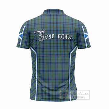 Marshall Tartan Crest Zipper Polo Shirt Scotland Coat of Arm Flag Style - Tartan Vibes Clothing